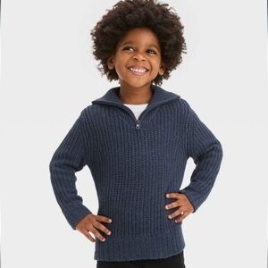 Toddler Boys' Mock Neck Sweater - Cat & Jack Navy Blue 12M